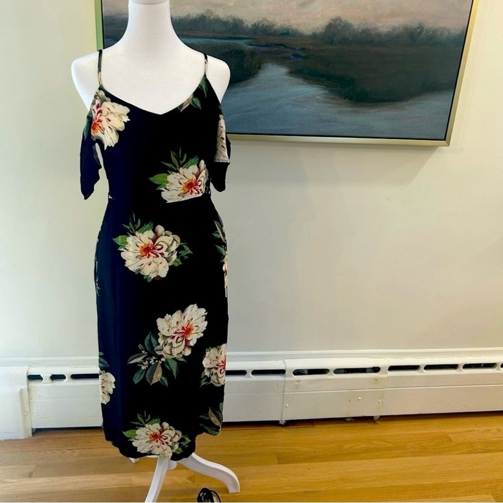 Top Shop Floral Cold Shoulder Midi Dress